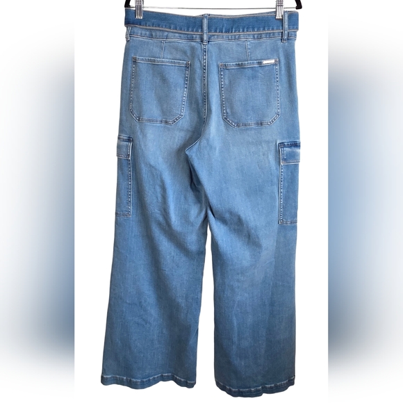 WHBM White House Black Market Wide Leg Cargo Jeans Belted High Rise Size 10 - Picture 4 of 12